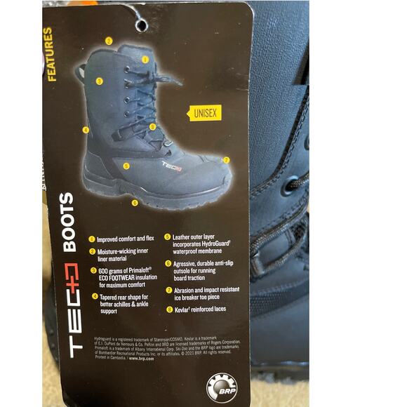 Ski-Doo NEW Unisex Men's Size 12 Tec + Black Moisture Wicking Snowmobile Boots - Picture 8 of 13